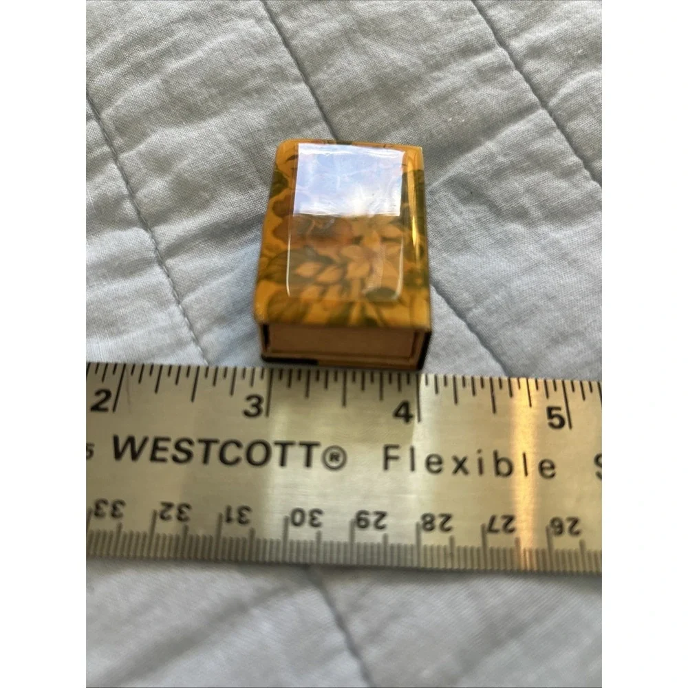 Vintage Match Box Floral Top Gold-tone Box with Match Strike Unique Whimsy